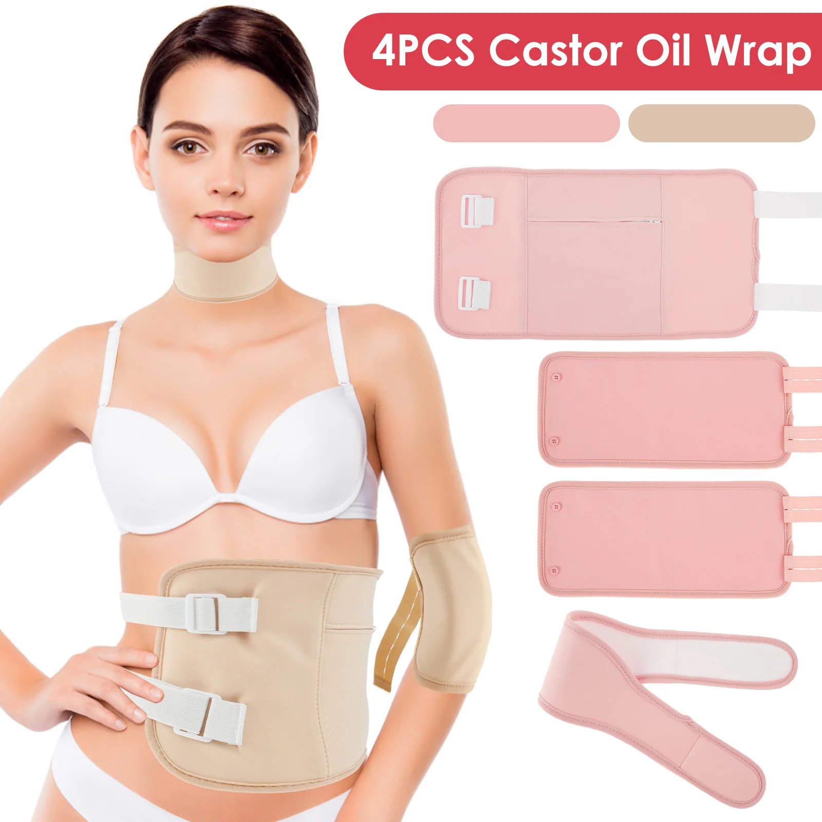 

4Pcs Waist Neck Oil Pack Set Washable Reusable Leg Essential Oil Wrap Mess-Free Oil Pack Wrap with Adjustable Elastic Strap Soft