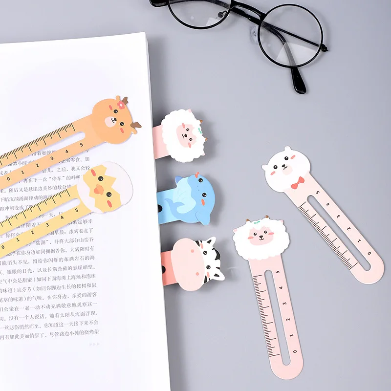 Bookmark Page Holder 50pcs Cartoon Cute Animal Paper Bookmarks Card Suit Mini Ruler Markers Clip Student Creative Stationery Gift Awards animal bookmark paper bookmark bookmark page holder