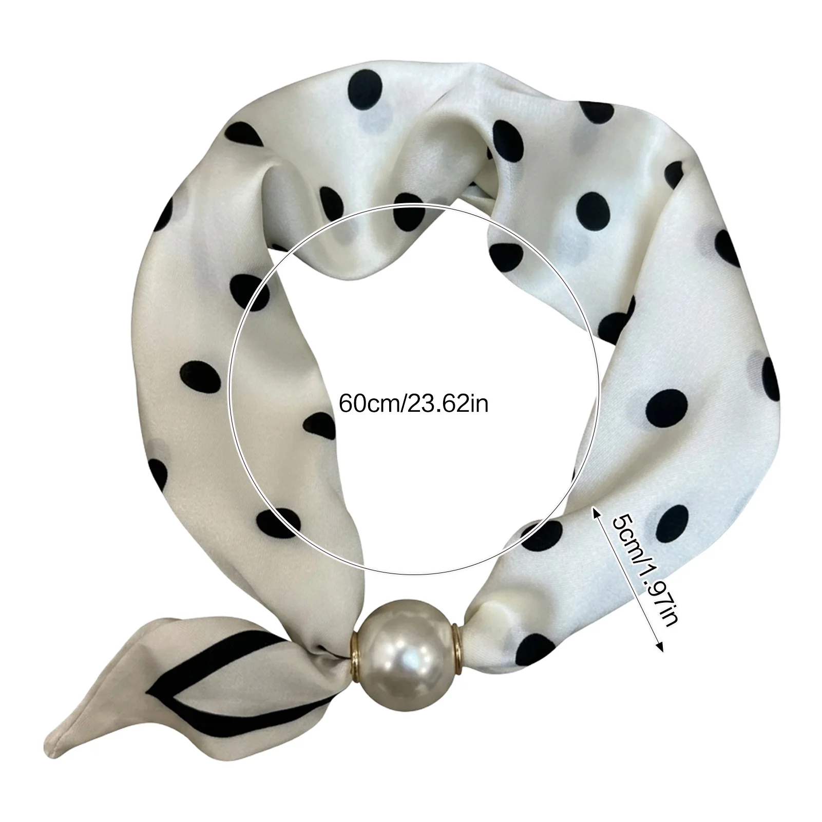 Pearl Silk Scarves For Women Ties Magnetic Clasp French Retro Silk Feel Neck Bows Jewelry Elegant Adjustable Summer bech scarves - 5