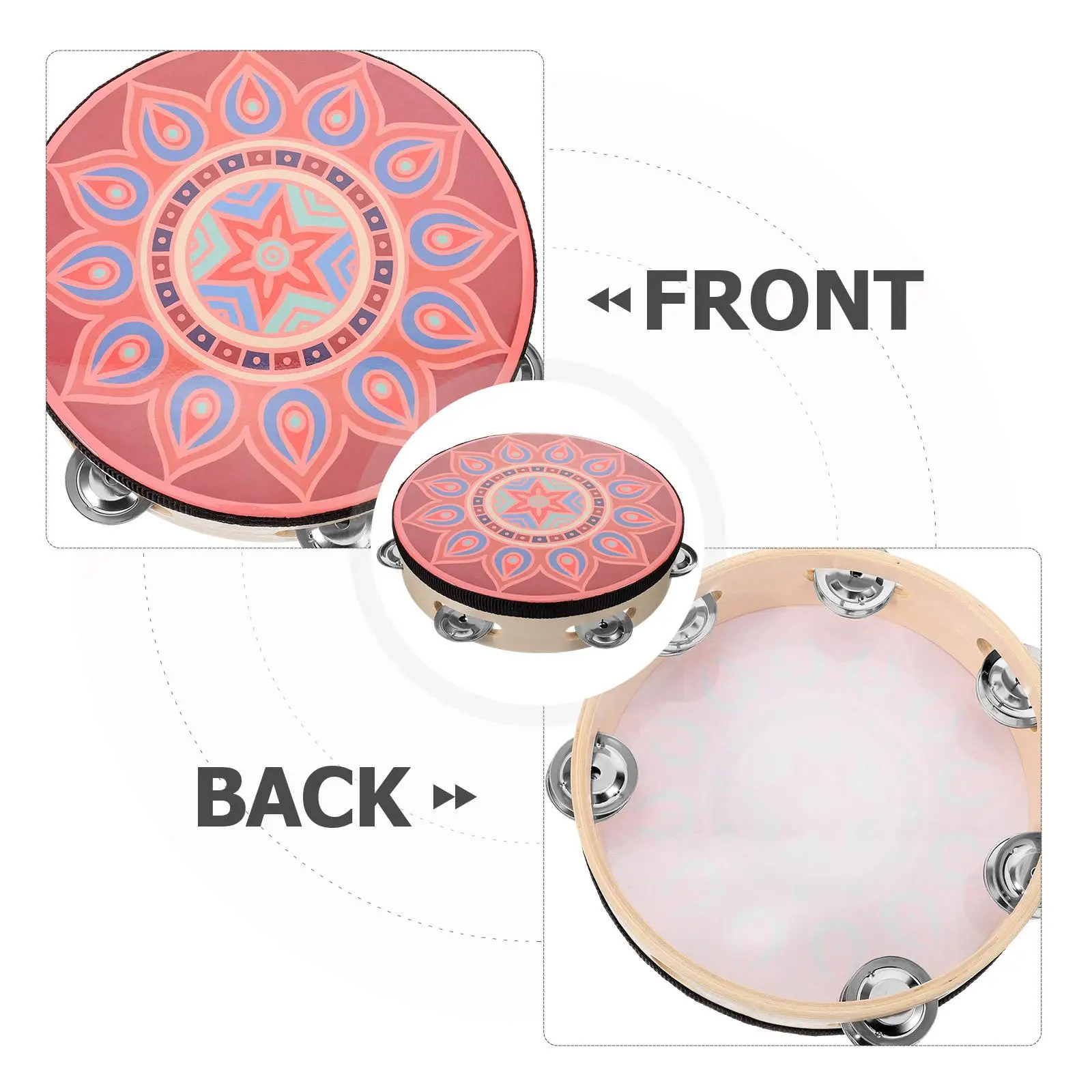 Single Row Sturdy Hand Drum Tambourine Comfortable Grip Adult Percussion Musical Instruments Kids Drum Professional Tambourine
