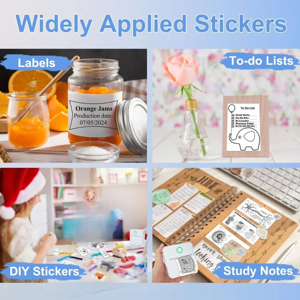 [Portable Mini Printer] Portable Thermal Mini Printer | Inkless Pocket Photo Printer for Pictures, Photos, Journals, DIY,57*25mm