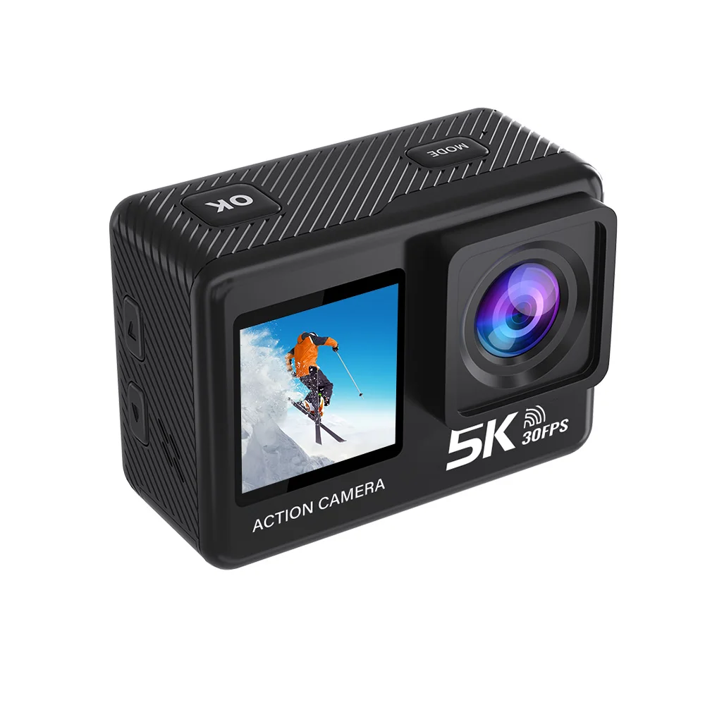 CERASTES Action Camera 5K 4K 60FPS WiFi Anti-shake Dual Screen 170° Wide Angle 30m Waterproof Sport Camera with Remote Control 3