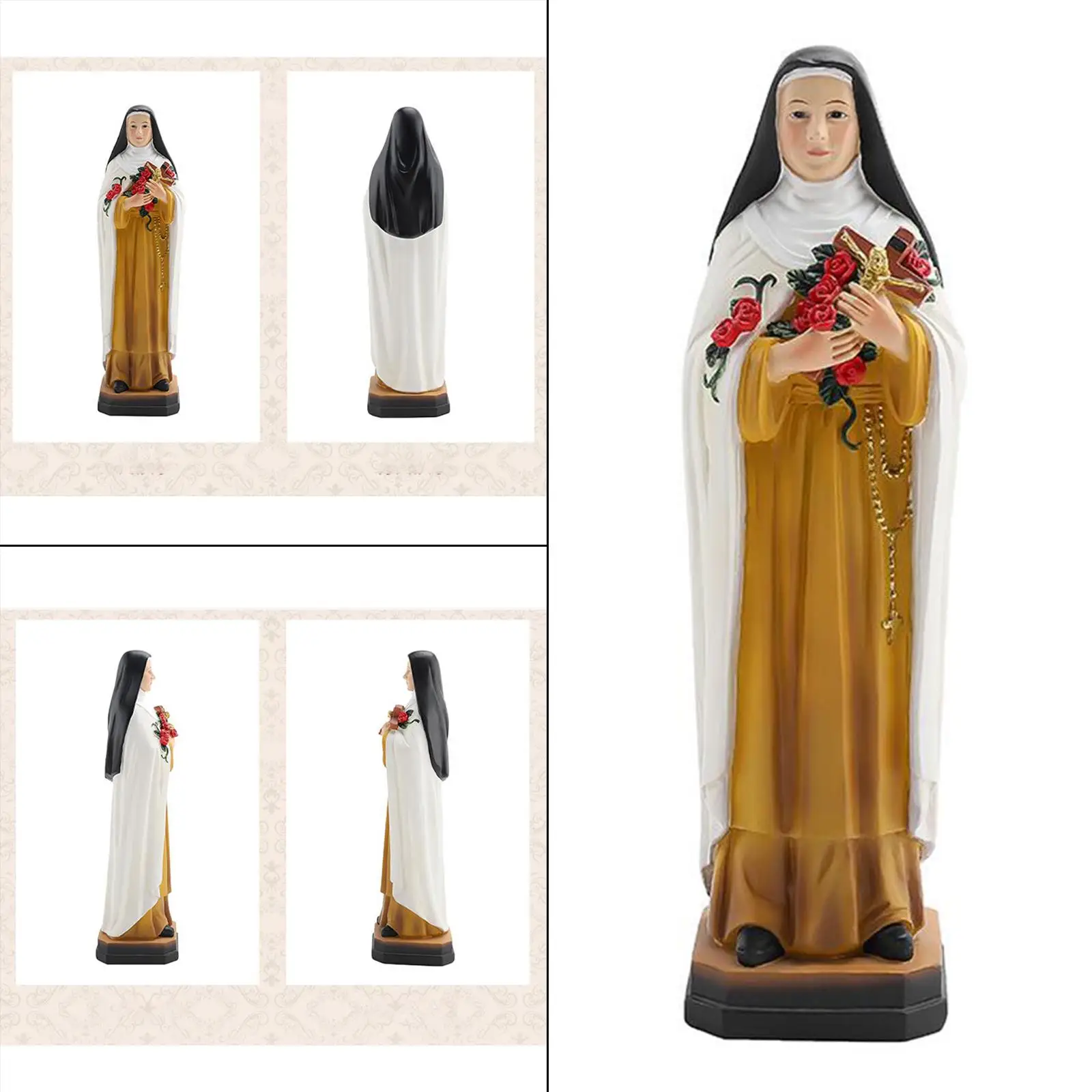 Bouquet Nuns Statue Figure Resin Crafts Religious Gifts Resin for Christmas