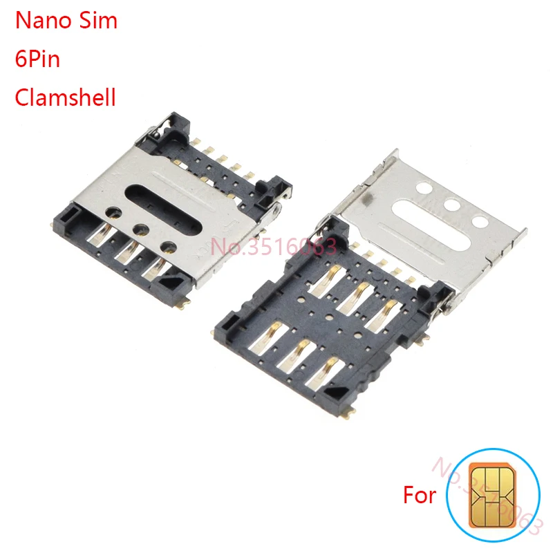 thumbnail image 1 of 2/5/10 piezas Mini/Micro/Nano SD/Sim Card Holder 6/7/8/9/10Pin Sim Slot Socket Connector Push/Autoelástico/Emergente/Clamshell/Extraíble, 1 of 5