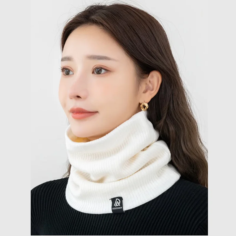 Hot Sale Winter Knit Ring Scarf With Velvet Unisex Riding Wool Neckscarf Solid Neck High Collar 2024 Pollover Echarpe 4