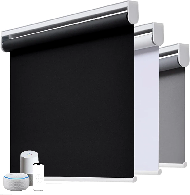 ขายส่งขนาดที่กําหนดเองสีลดเสียงรบกวนกันน้ําไร้สายมอเตอร์ม่านม้วนสําหรับห้องน้ํา 1