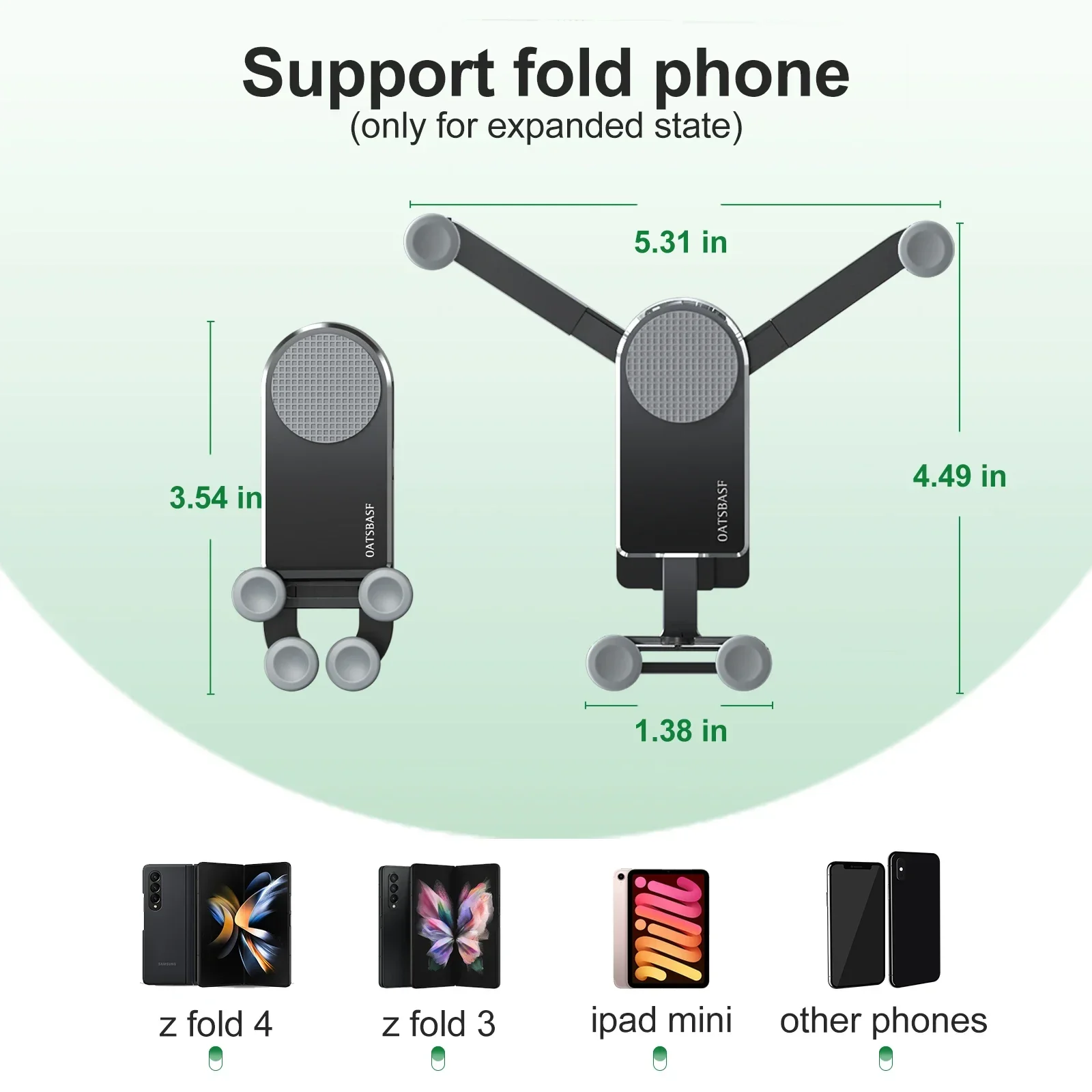 Eary for Galaxy Z Fold 5 Car Mount Gravity Thick Case Friendly Cell Phone Holder Z Fold5 for Samsung Z Fold 5 4 3 2 s24 23 Ultra