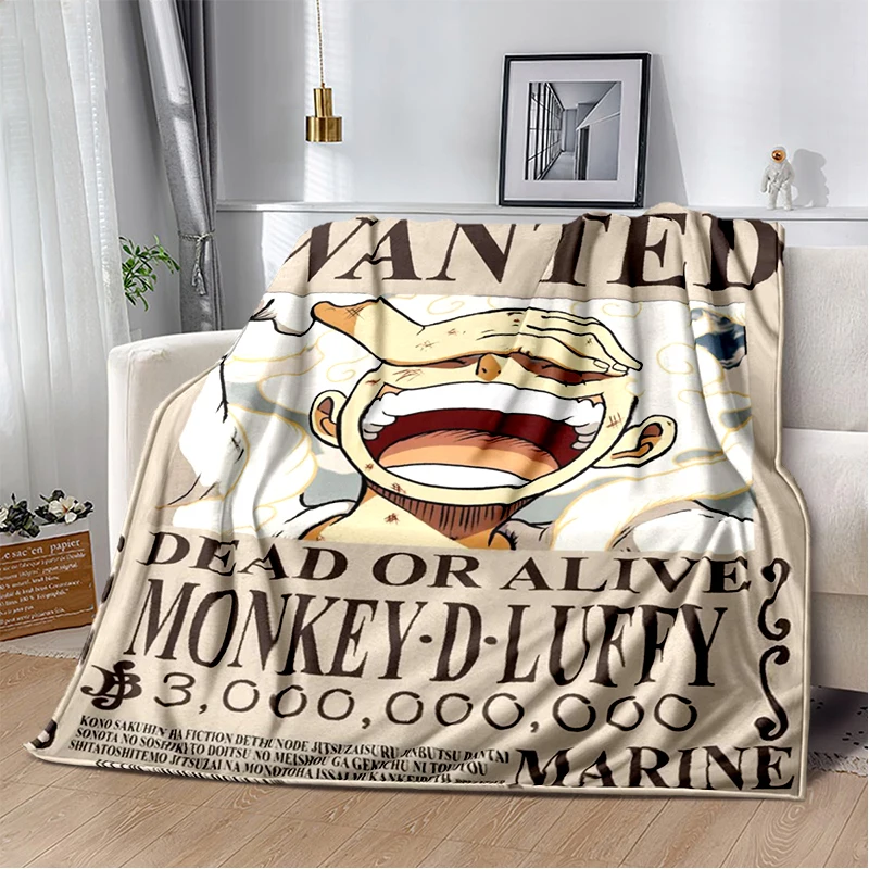 2026 One Piece Luffy Gear 5 Wanted Flannel Blanket 2026 All-Season Double-sided Warm Throw Fashion Nap Blanket for Home 1