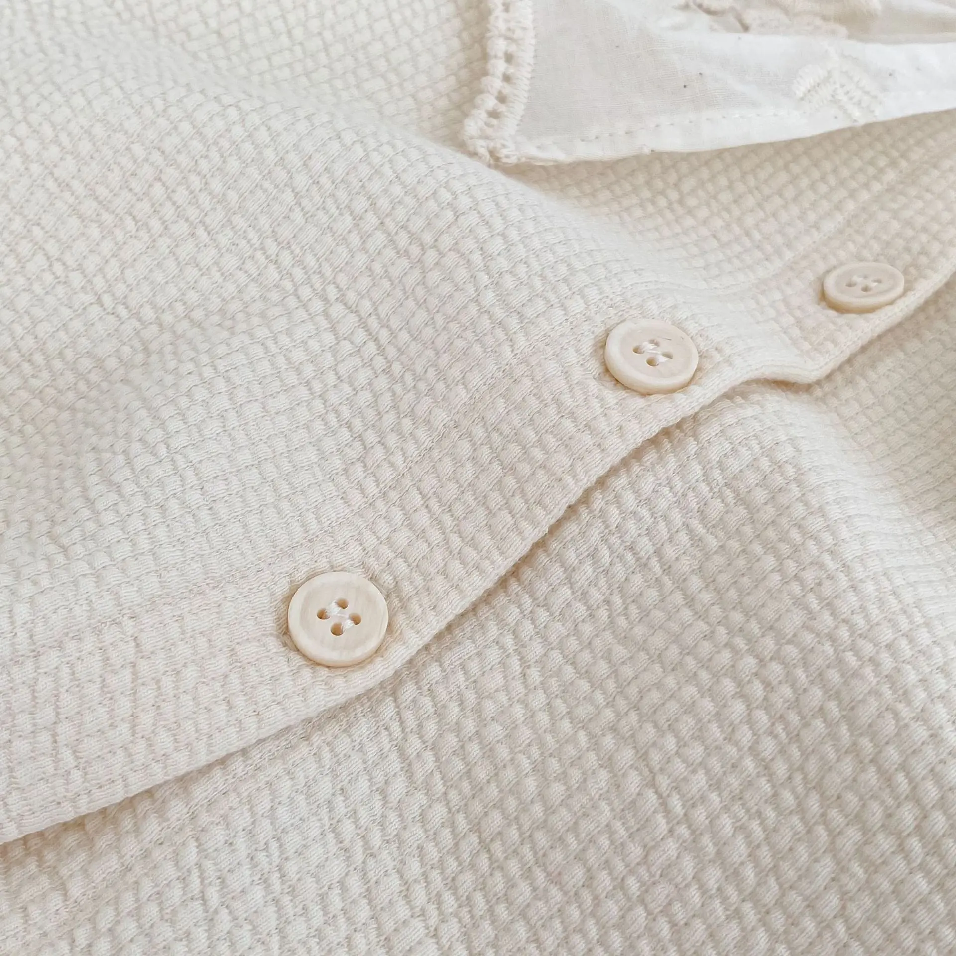 2025년 가을 봄 신상 여아 긴팔 수트 코튼 레이스 칼라 가디건 + 팬츠 투피스 세트