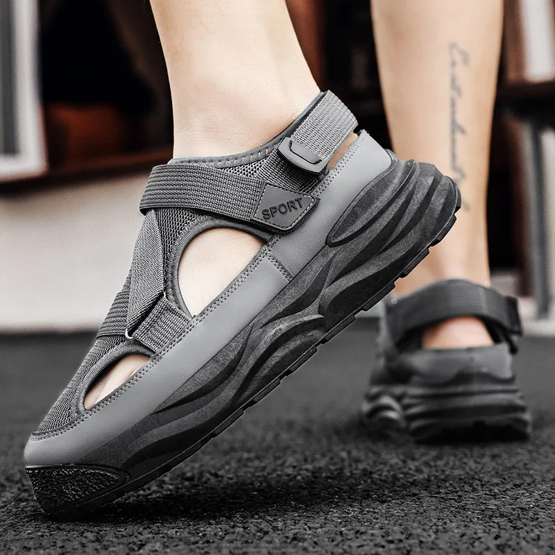 Summer Men's Sandals Thick Soled Height Platform Street Male Shoes Comfortable Non-slip Sports Slides Light Outdoor Hiking Shoes sports shoes summer sandals mens shoes