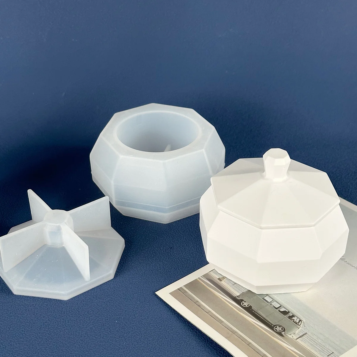 Description Picture 6 of itemConcrete Flowerpot Silicone Mold DIY Octagon Diamond Shape Craft Candle Jar Making Plaster Epoxy Resin Jewelry Storage Box Molds