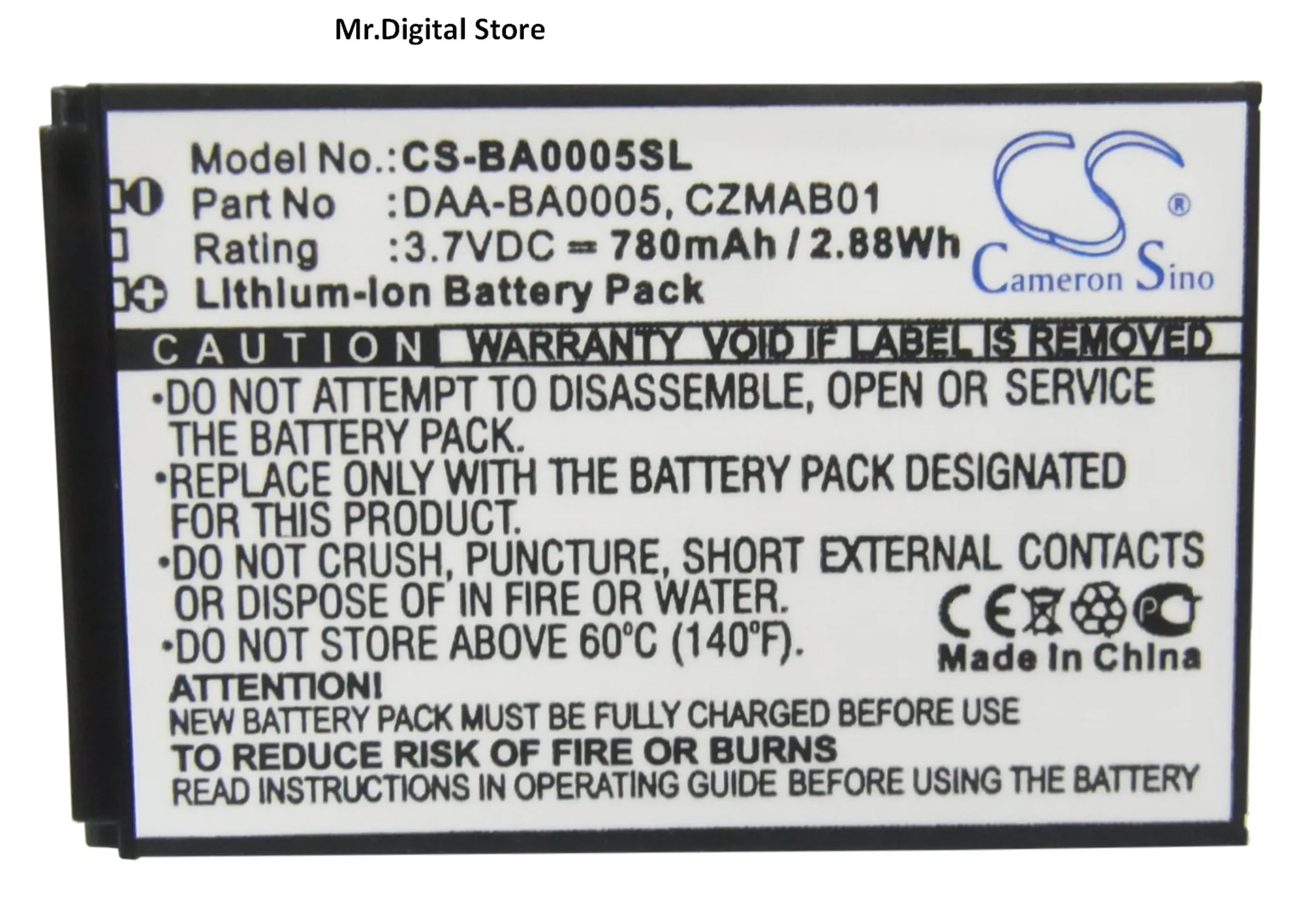 

Cameron Sino 780mAh Media Player Battery DAA-BA0005 for Creative Zen Micro, Zen Micro Photo, Zen Micro 4GB/5GB/6GB +Gifts