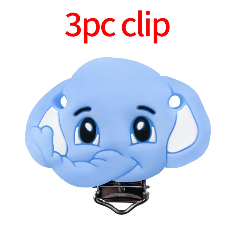 Silicone Clips 3pcs Elephant Bear Fox Unicorn Lion Shape DIY Pacifier Chain Animal Nipple Holder