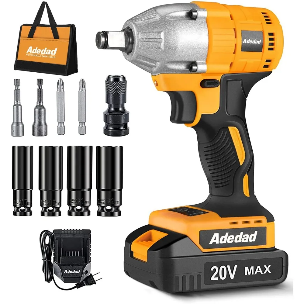 

20V Brushless 1/2 inch Cordless Impact Wrench with Battery, Fast Charger, LED Light - 240 ft-lbs Torque 3000 RPM