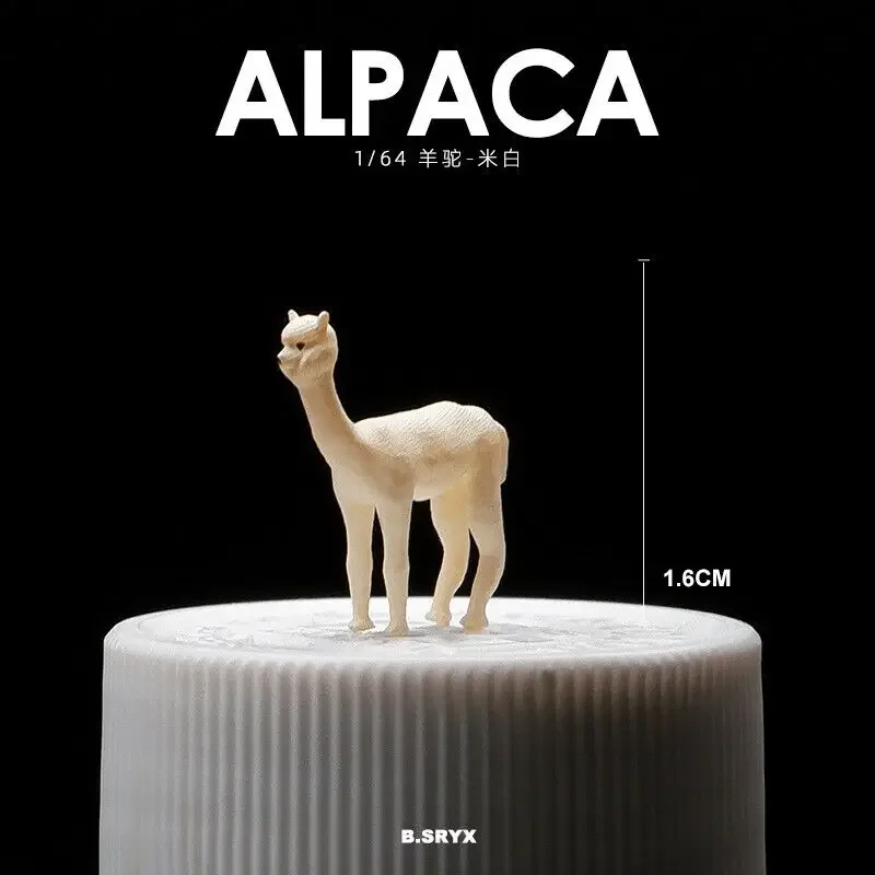 1:64 Scale Diorama Animal Model Outdoor Alpaca Cow Cute Animal Scene Display Model Collection Gift Toy 3