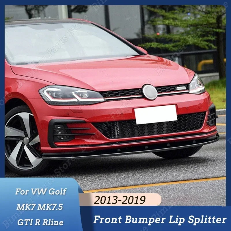 

Сплиттер для губ на передний бампер автомобиля, диффузор, комплект для тюнинга корпуса, блеск черный/карбоновый внешний вид для VW Golf MK7 MK7.5 GTI R Rline 2013-2019 ABS