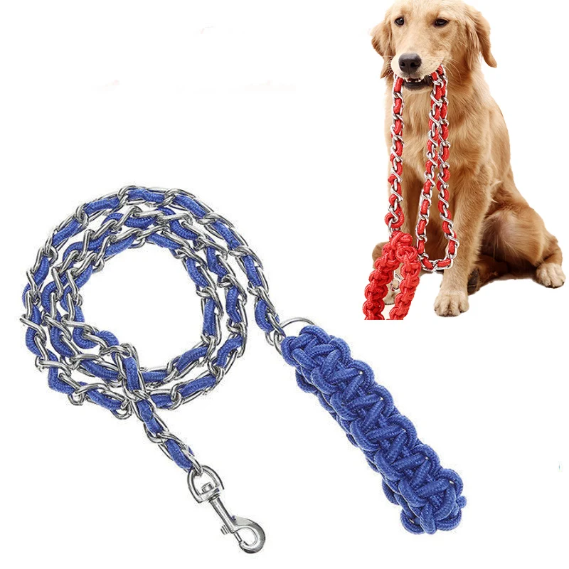 

Metal Chain Dog Leash Slip Lead Dog Leash For Medium Large Dogs Powerful Control Leash Collar Set Bite Resistant Sturdy Dog Belt