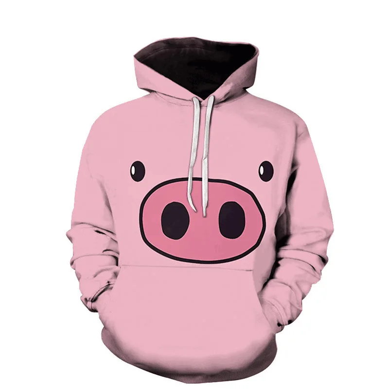 thumbnail image 1 of Sudadera con capucha de primavera y otoño con estampado 3D de cerdo lindo volador, sudadera con capucha informal de talla grande para hombre, 1 of 5