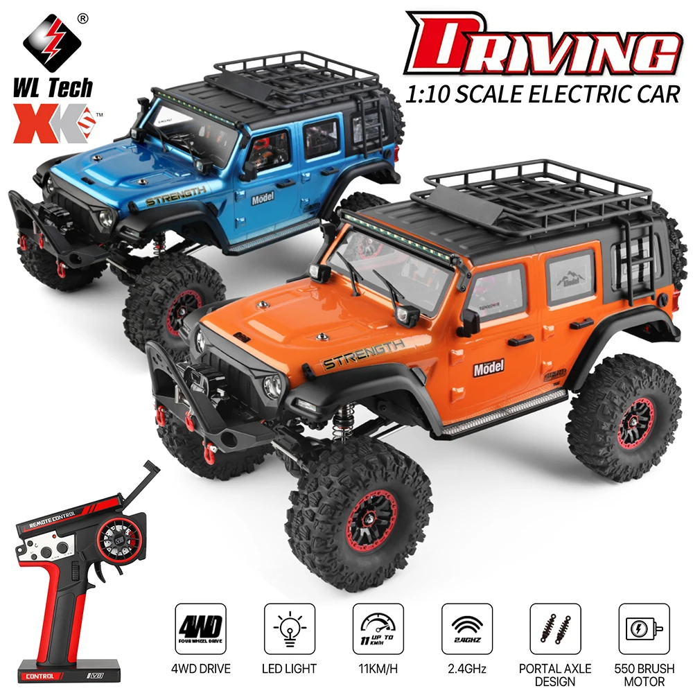 WLtoys 104010 1:10 RC Voiture Escalade 4WD 2.4G 3CH Orange/Bleu