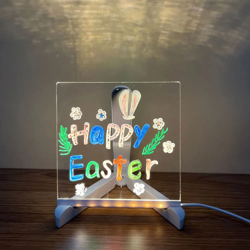 Led Note Board with Colors Led Night Light Note Board Usb Children Drawing Board  Erasable Neon Sign Clear Glass Writing Board - AliExpress