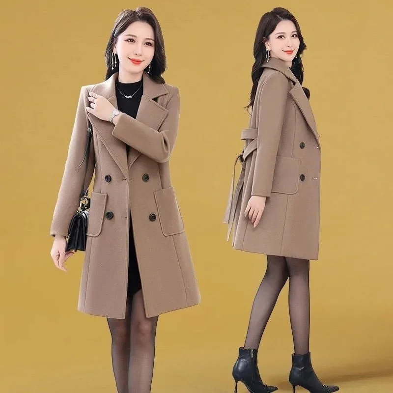 

Wool Coat Elegance Coats and Jackets Women New In Autumn Winter Jacket Women Korean Style Long Sleeve Office Lady Trench Coat