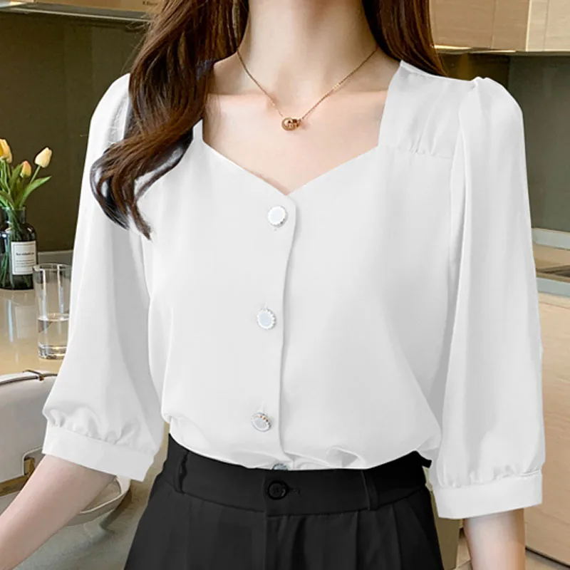 

2022 новые корейские шелковые женские рубашки одежда для работы шифоновые рубашки Женская одежда Блузы белые красные женские атласные топы однотонные 2829