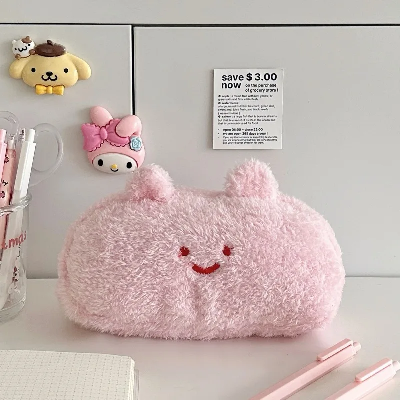 Kawaii Bear Bunny Plush Pencil Case Bag Cute Pen Pouch Box Large Capacity Stationery Storage School Supplies Makeup Cosmetic Bag