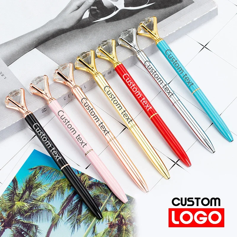 Creative Big Diamond Ballpoint Pen Custom Logo Advertising Promotion Gift Pen Metal Pen Stationery Wholesale Lettering Name