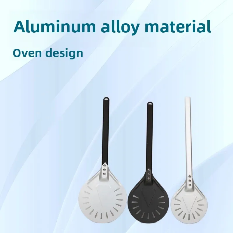 Pizza Peel Pizza Turning small Pizza Peel Paddle Short round Tool Non Slip wooden Handle 7 8 9 inch Perforated Shovel Aluminum