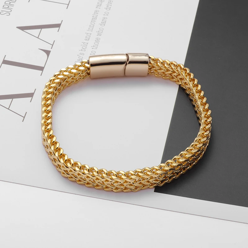 

Exquisite Fashion Double Row Magnetic Bracelet Men Women Punk Jewelry Accessories Gift