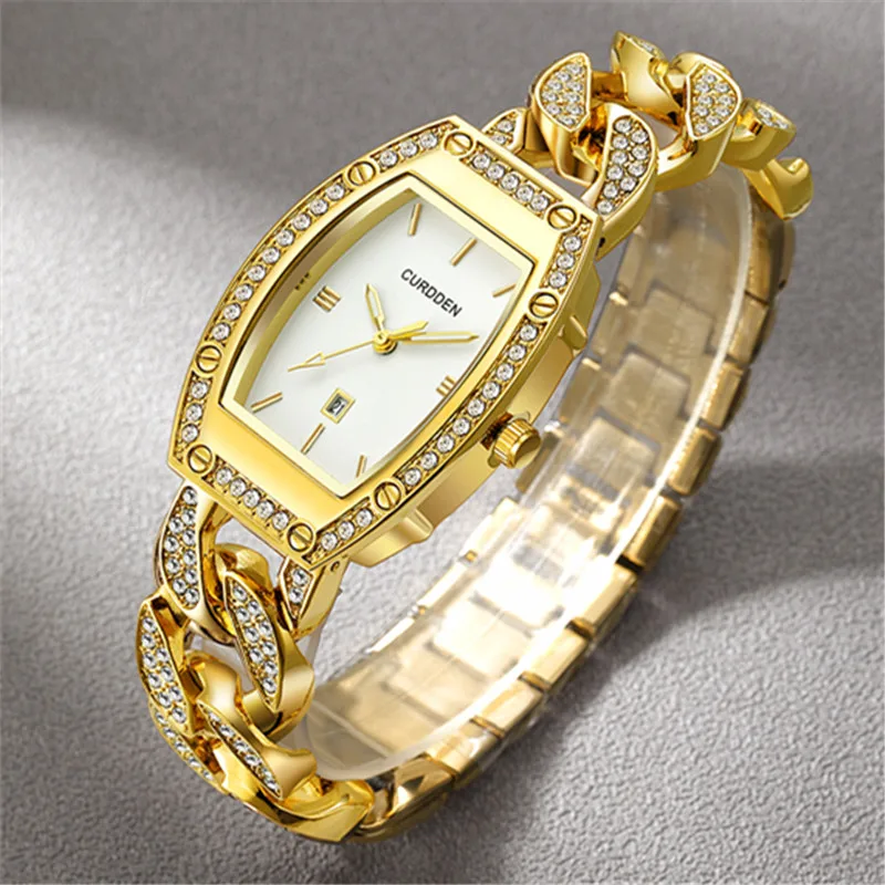 Women Big Brand Watches Ldaies Girls Fashion Alloy Band Luxury Golden Diamond Date Quartz Watch Students Simple Bracelets Silver