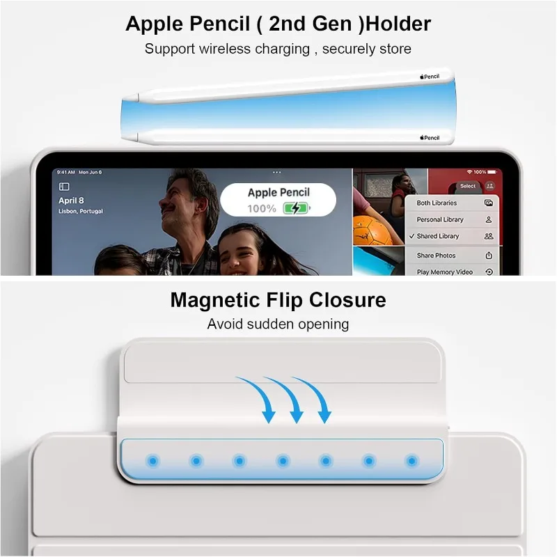 Magnetic Wireless Charging Stand Case with Removable Cover