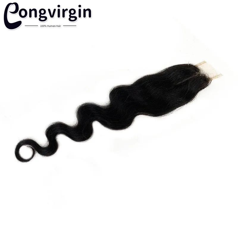 Human Hair Lace Closure 2x6 Transparent Lace Closure Middle Part Pre Plucked 100% Human Hair Body Wave Brazilian 16 Inch Hair For Black Women human hair lace closure