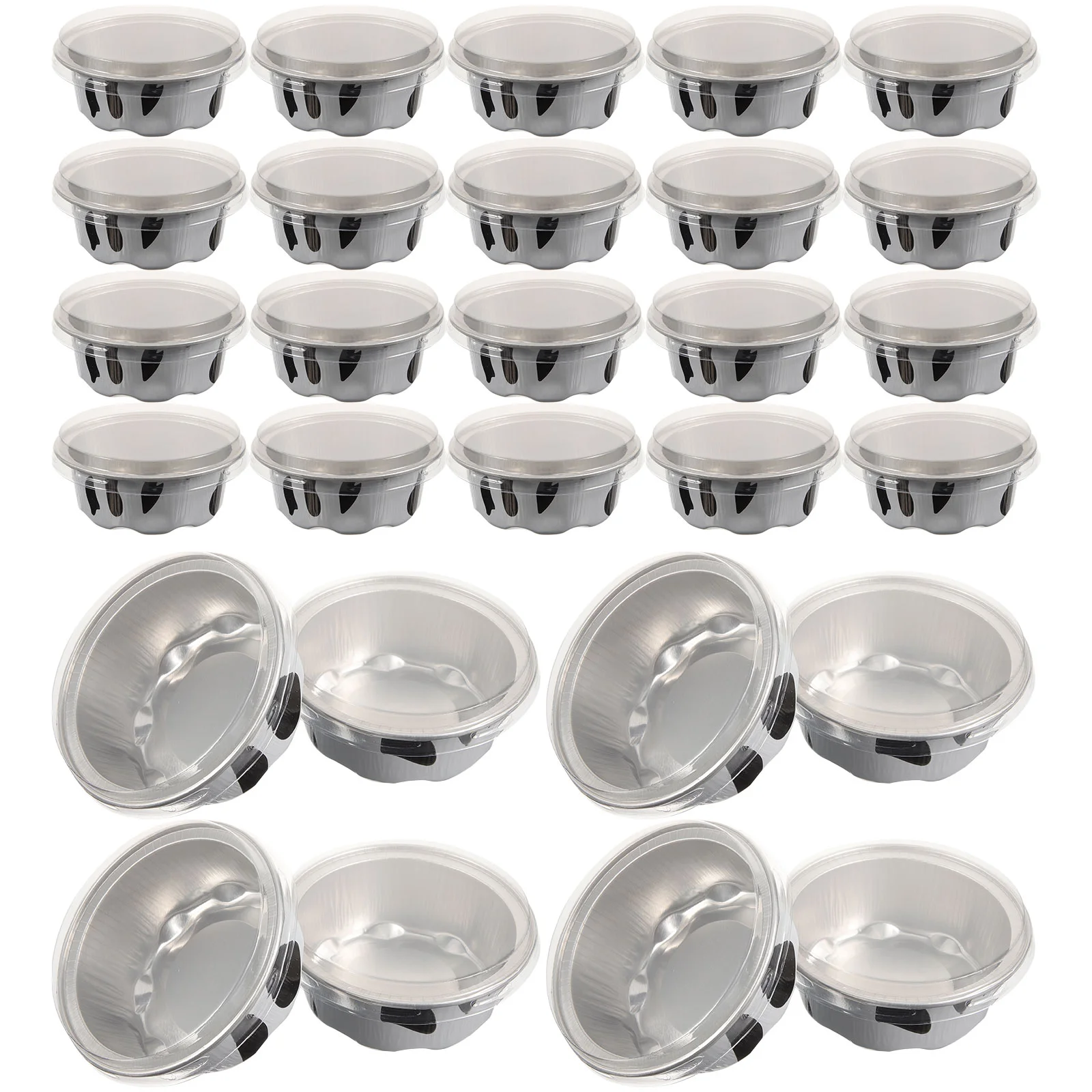 50 Pcs Dairy Cow Cake Cups Aluminum Containers With Lids Egg Tart Molds Cupcake Baking Molds Non Stick Muffin Cups Pudding