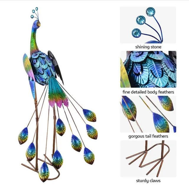 35X20X7,5 Hüvelykes Fém Páva Szobrok Beltéri Kültéri Kerti Művészet A Hátsó Udvari Tornác Teraszos Pázsit Út Dekorációhoz - Image 6