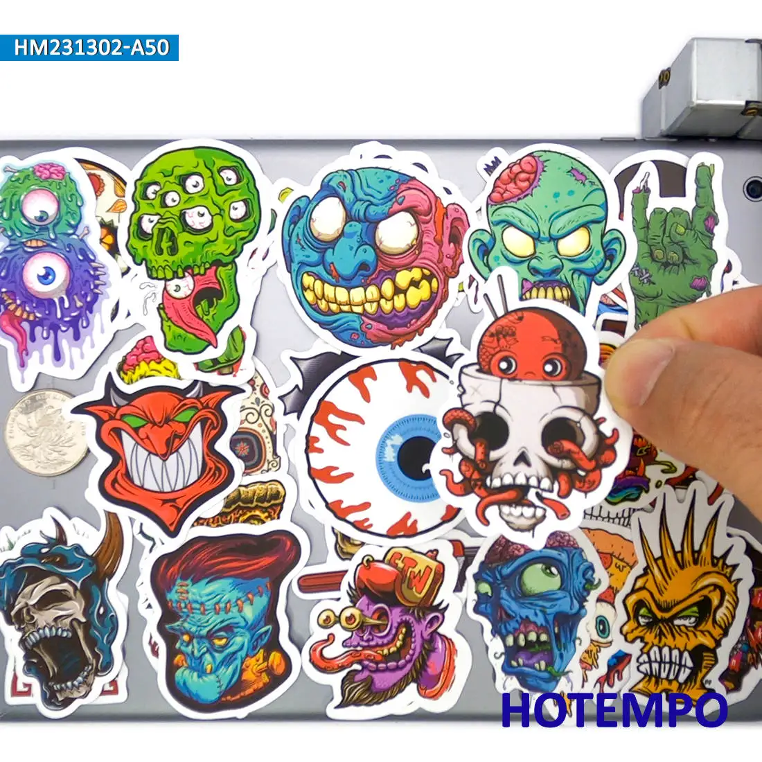 20/30/50 Stück, Lustiger Monster-Stil, Zombie-Dämonengeist, Retro-Aufkleber, für Gepäck, Auto, Motorrad, Fahrrad, Telefon, Helm, Skateboard, Gitarre, Scrapbook, Laptop-Aufkleber – Detail 2