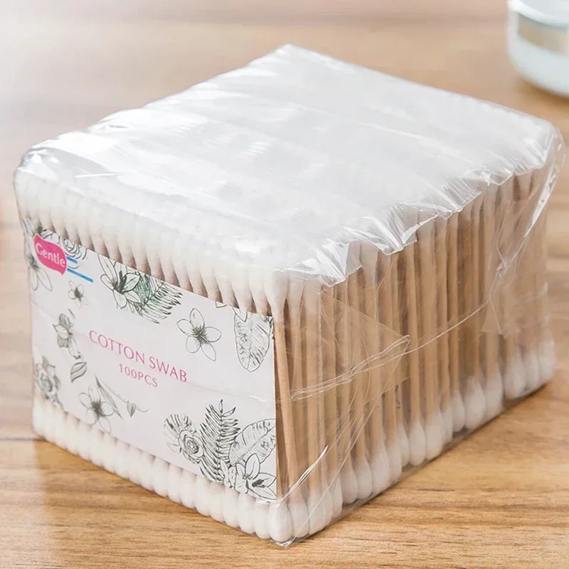 Wood Cotton Swabs Cotton Swabs Disposable Cotton Swabs 500pcs Double Head Cotton Swab Women Makeup Cotton Buds Tip For Wood Sticks Nose Ears Cleaning Health Care Tools