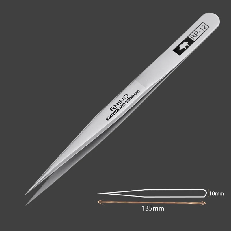 Japan RHINO RP Tweezers Anti-acid Anti-magnetic High-precision Super Hard Sharp Forceps Phone Watch Jewelry Components Repair tweezer tool precision tweezers phone repair tweezers