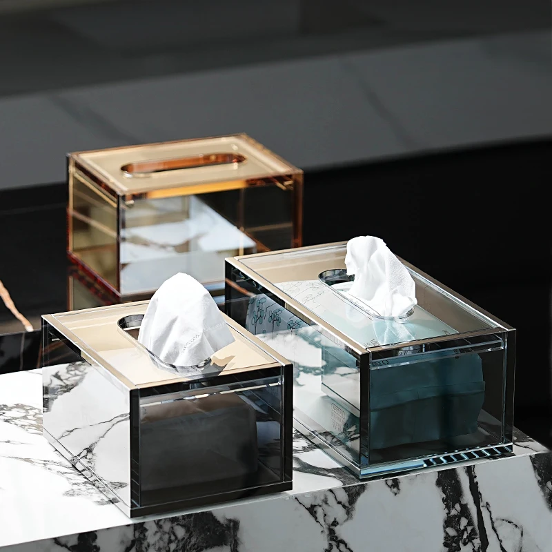 Light luxury crystal glass tissue box Washing table Toilet paper Face towel Storage hotel model room Coffee table Carton