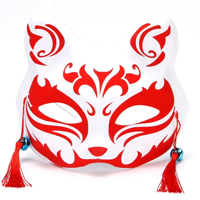 Anime Fox Mask Japanese Cosplay Half Face Mask Masquerade Kabuki Fox Mask Holiday Party Decoration Demon Cosplay Props