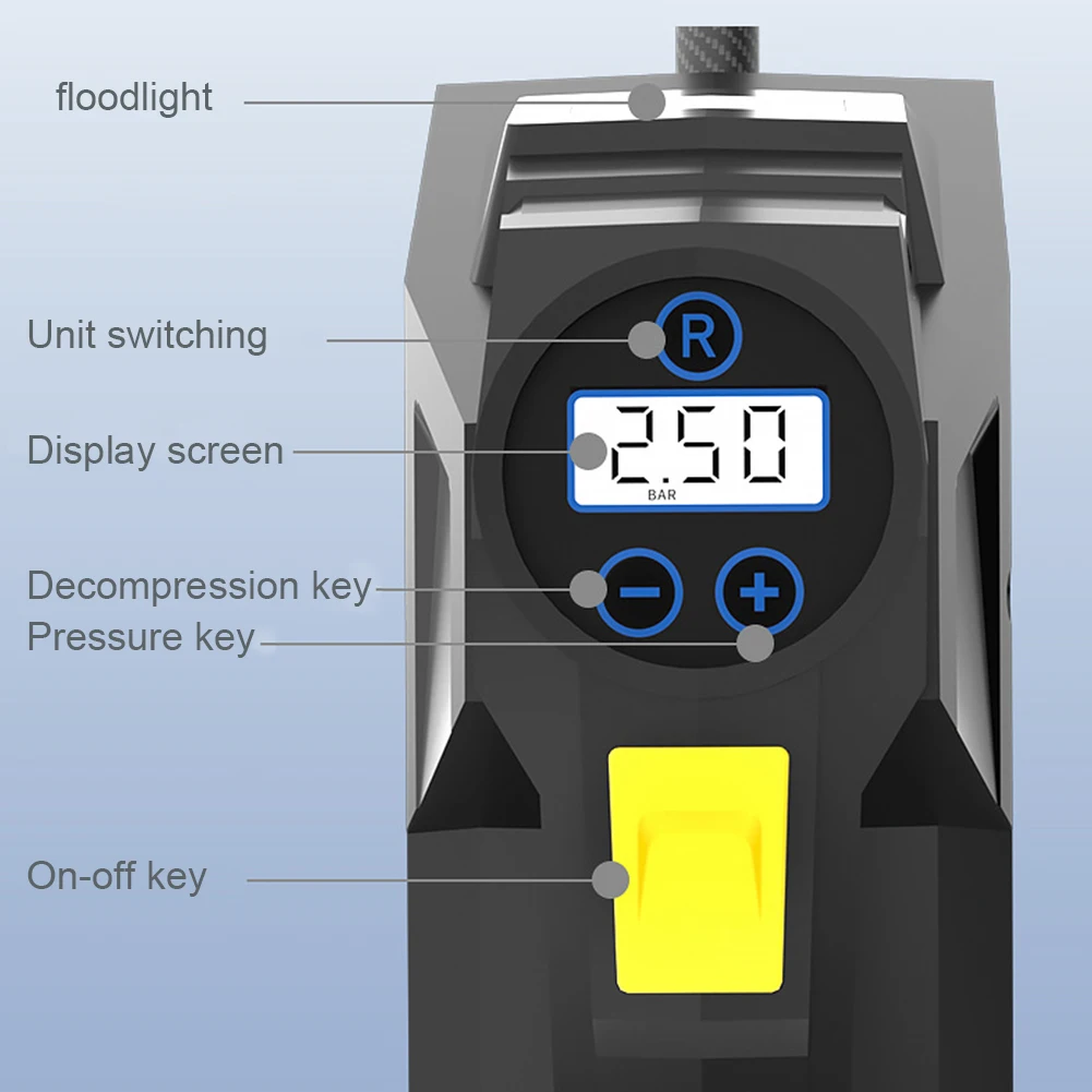 Inflador de Neumáticos Portátil de 150 PSI con Luz LED, Bomba Eléctrica Automática con Pantalla Digital para Neumáticos de Automóvil