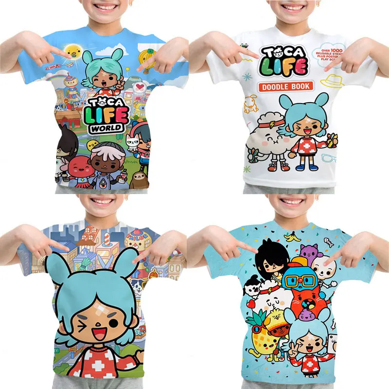 

Kids Summer Cute T Shirt Toca Life World T-shirt for Girls Boys O-neck Short Sleeve Tees Camiseta Clothes Cartoon 3D Tshirt Tops