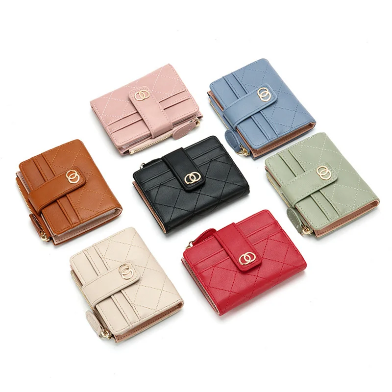 

Women Short Wallet Fashion Simple PU Leather Small Purse Ladies Card Coin Bag Multi Layered And Multifunctiona