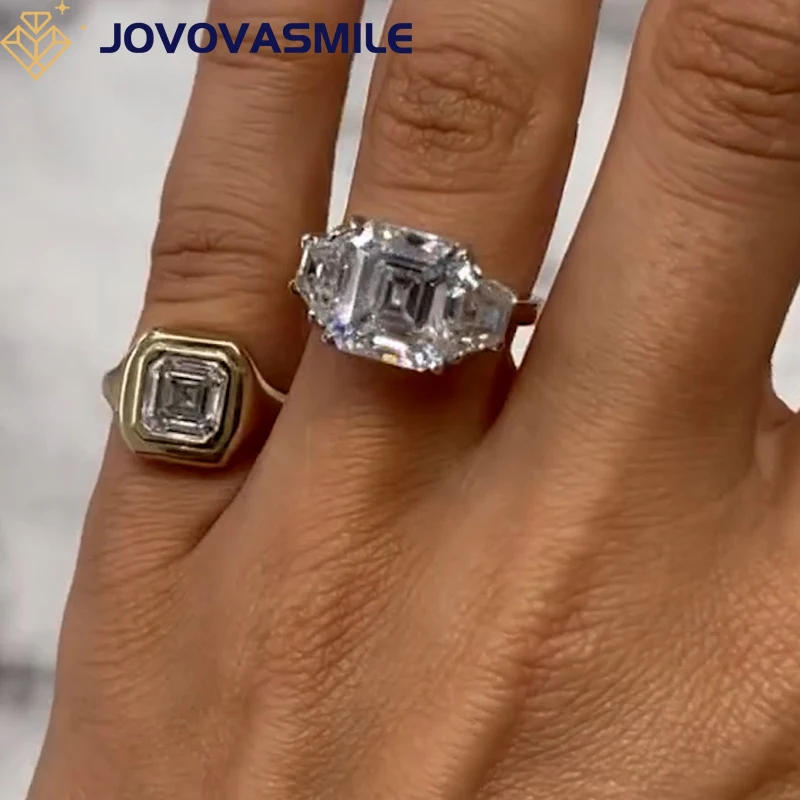 

JOVOVASMILE GRA Certified Moissanite Rings 4.5carat 9.5x9.5mm Assscher Cut Two-Tone 14k White And Yellow Gold Jewelry For Women
