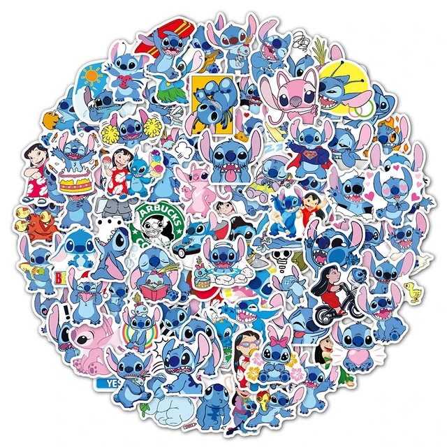 50 Pcs Stitch Stickers, Cartoon Lilo & Stitch Reusable Vinyl Waterproof Decal for Water Bottle, Kids Teens Gifts Laptop Toy Sticker for DIY