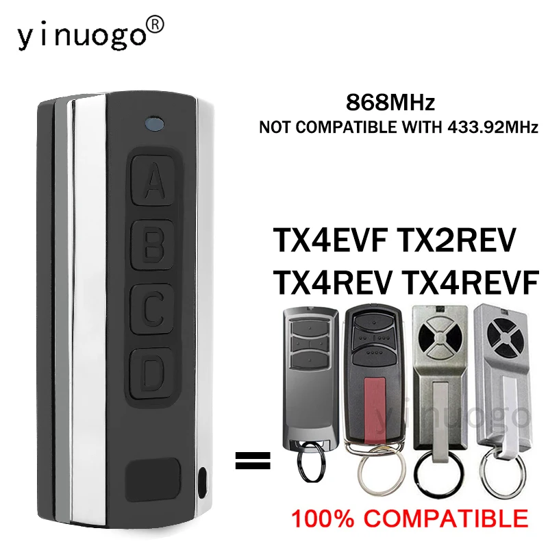 

Compatible With TX4EVF TX2REV TX4REV TX4REVF Garage Door Opener Remote Control 868MHz