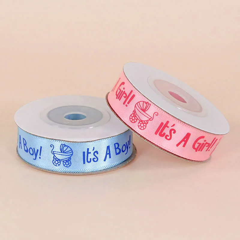 10Yards/Roll It is a Boy Girl Printed Ribbon Pink Blue Baby Shower Satin  Ribbon Kids Birthday Christening Gifts Packaging Crafts - AliExpress