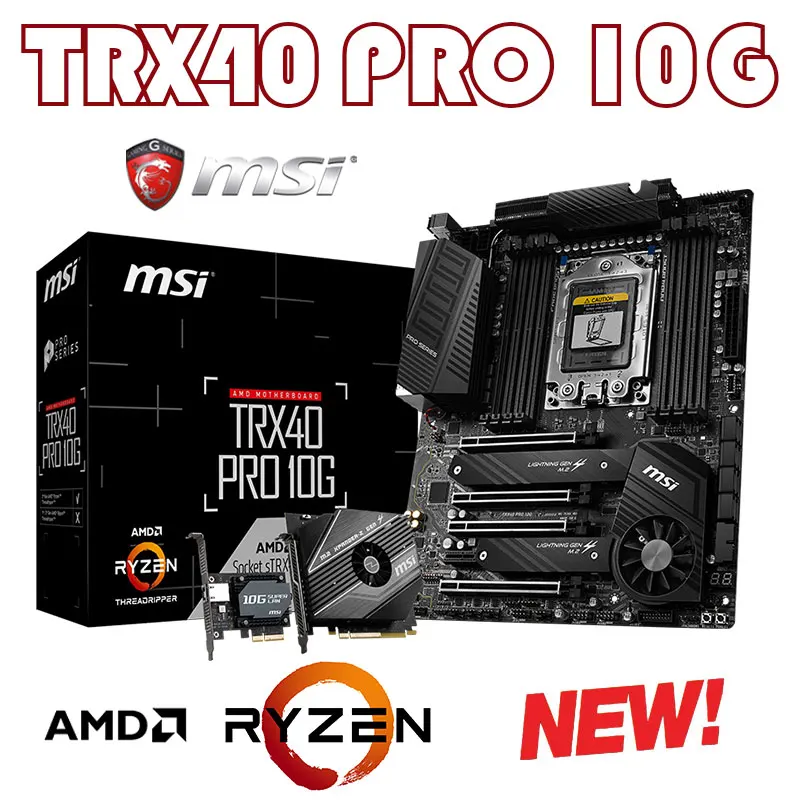 

MSI TRX40 PRO 10G Motherboard AMD TRX40 256GB PCI -E 4.0 4666(OC)MHz Support 3rd Gen AMD Ryzen Threadripper Desktop Processors