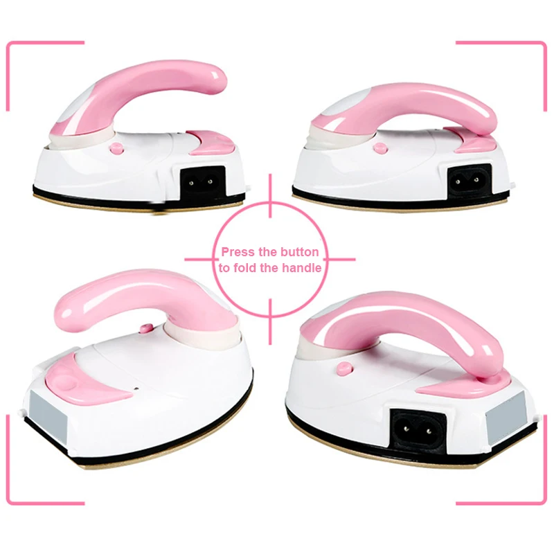 MINI Portable Foldable Electric Iron Clothes Travel Baseplate Handheld Dry Ironing Machine Garment Sewing Fabric Transfer EU US 5