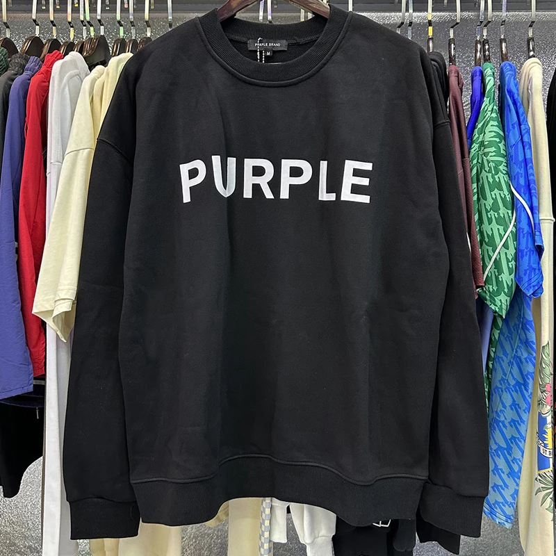 

2023 Fall Winter New Purple Brand Hoodie Classic Letter Print High Quality Cotton Loose Roundneck Pullover Men Women Sweatshirts